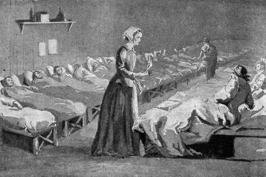drawing of early nurses caring for a patient 